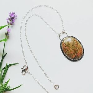 SALE! Unakite Jasper & Silver Necklace One of a Kind Issabeau Jewelry